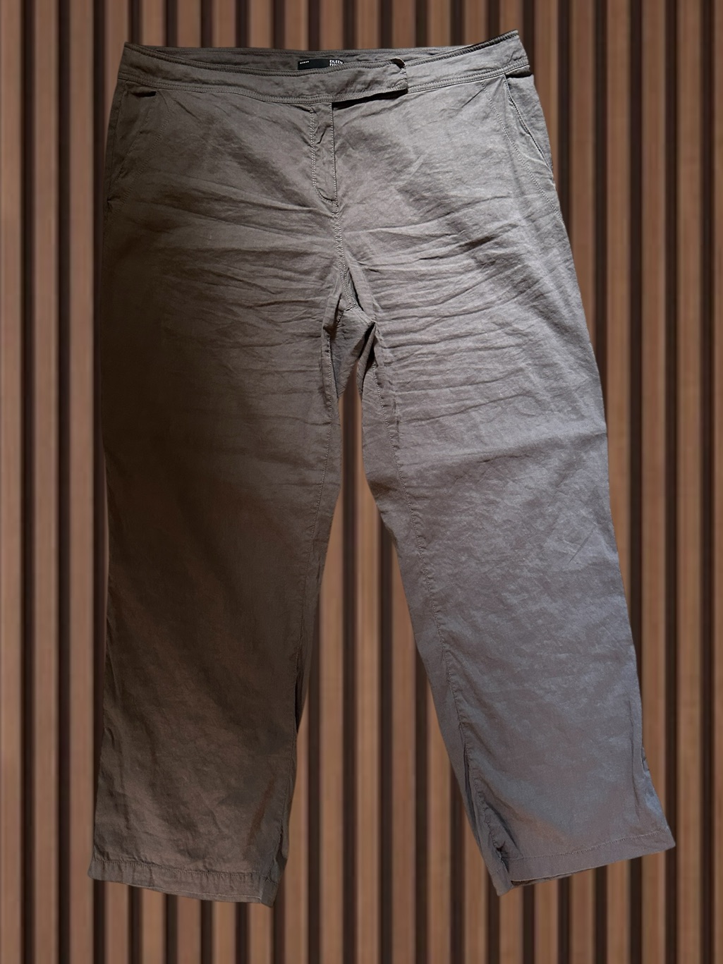 Women’s Lightweight Linen Straight-Leg Pants Grey/Brown
